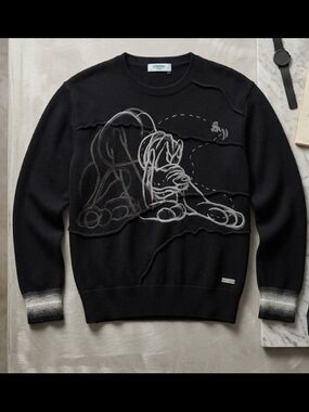 Vintage 90's 100% Lambswool Disney "Pluto" Graphic Knit Sweater (Sz XL) Designer